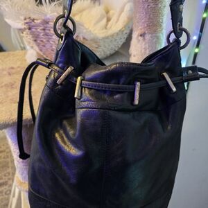 Hinge Black Leather Crossbody Bag